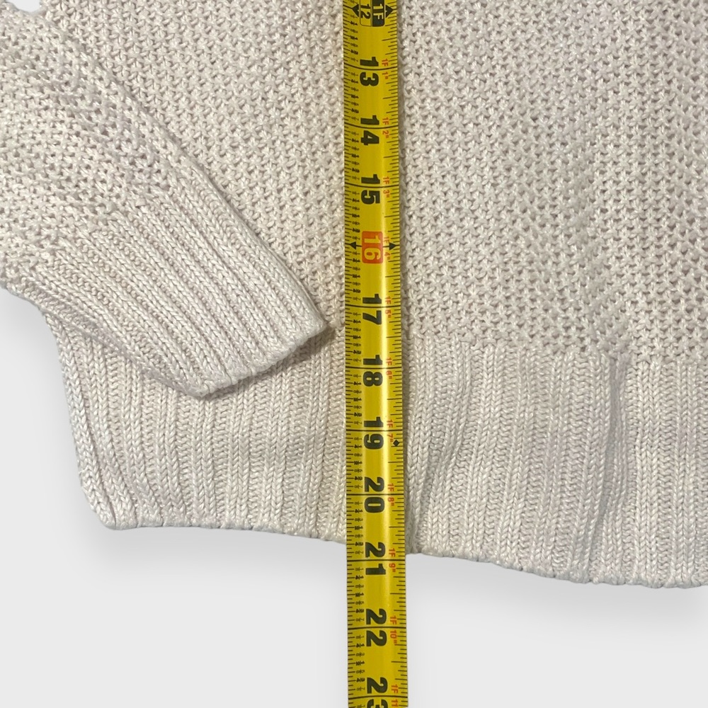 J. Crew Sweater White Crew Neck | Cropped 3/4 Sleeve | Womens Size X-Large - Picture 7 of 9